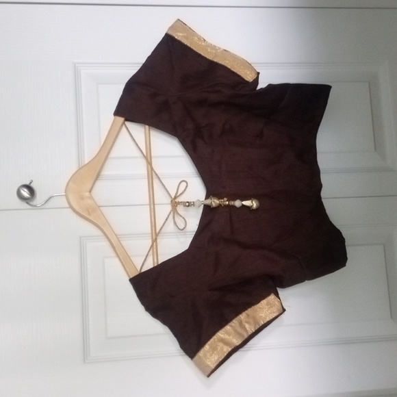 Espresso and Pastel Yellow Lehenga Choli Size 44 - Picture 4 of 5